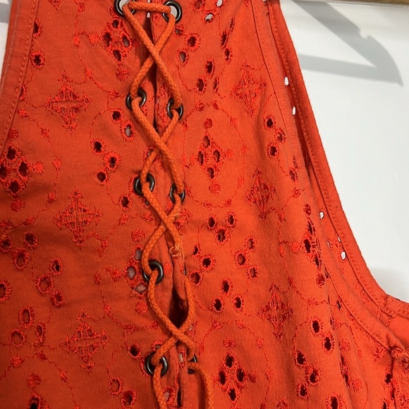 Free People Dream Date Eyelet Tank Embroidered Sleeveless Drawstring - Picture 9 of 9